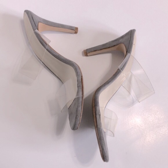 RAYE x Stone Cold Fox ‘Bacall’ Vinyl Strap Open Toe Heels in Smoke Grey - Picture 5 of 10